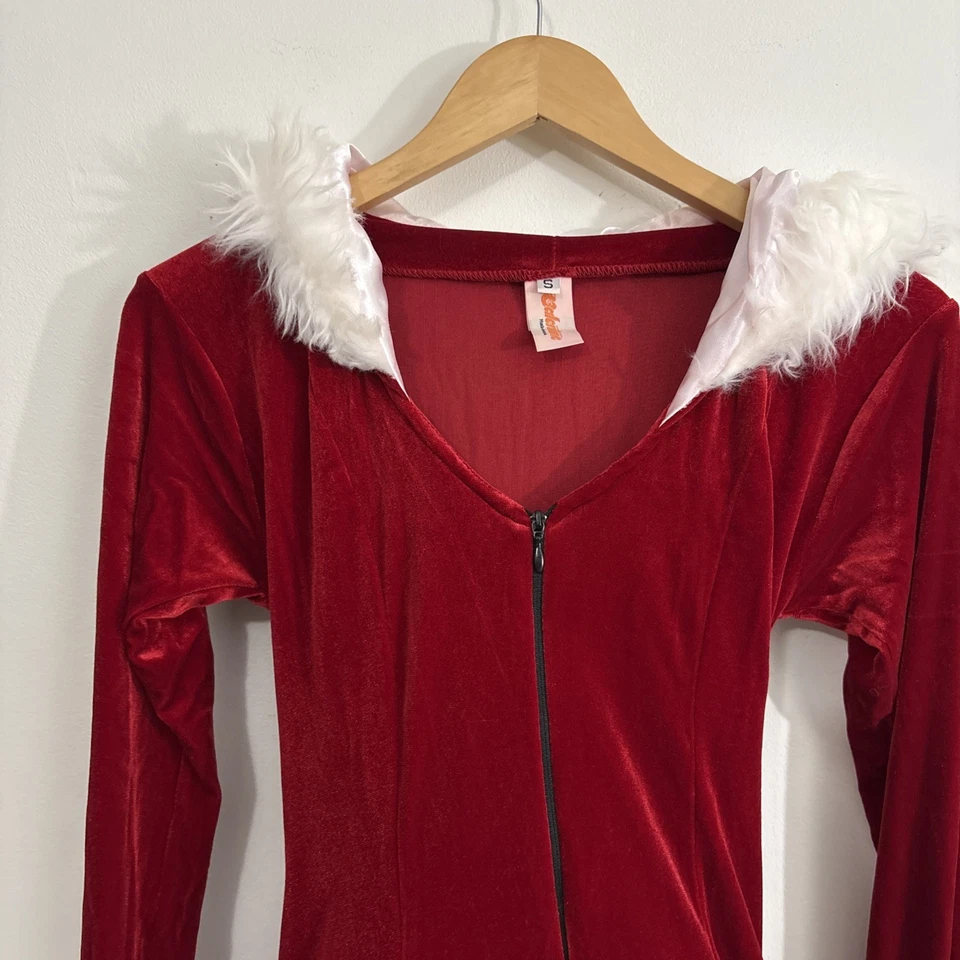 De colección J Valentine Mrs. Disfraz Cláusula Navidad Terciopelo Rojo Fax Piel Mujer’s Pequeño Foto 2 de 4