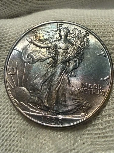 1938 P Walking Liberty Half Dollar US 90% Silver Coin AU Near Mint Original