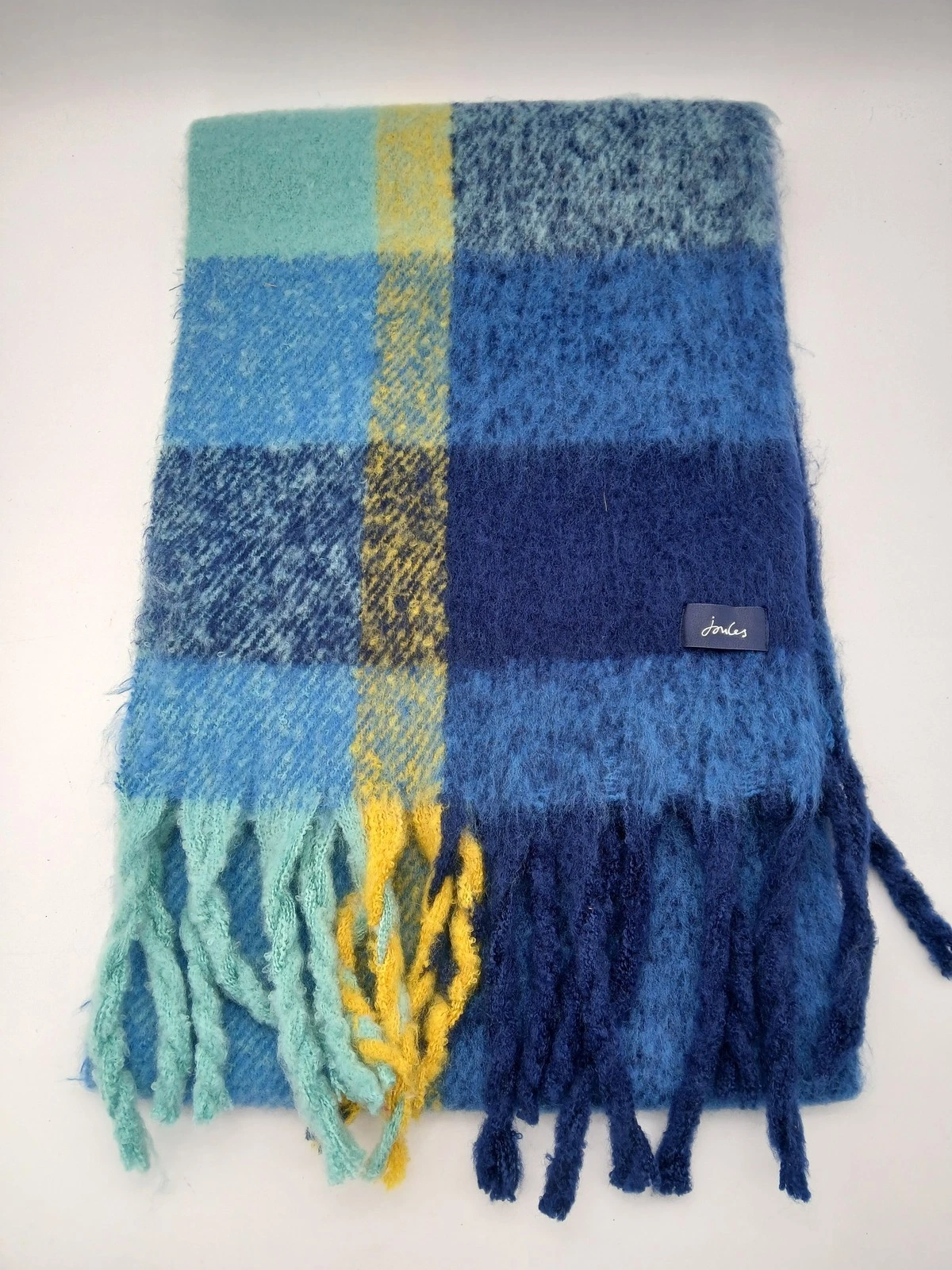 Joules Edgworth Check Pattern Scarf Polyester One Size Blue