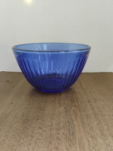 Vintage Pyrex Cobalt Blue Glass Ribbed Nesting Bowl 7401-S 3 Cup 5.5" X 3.5"