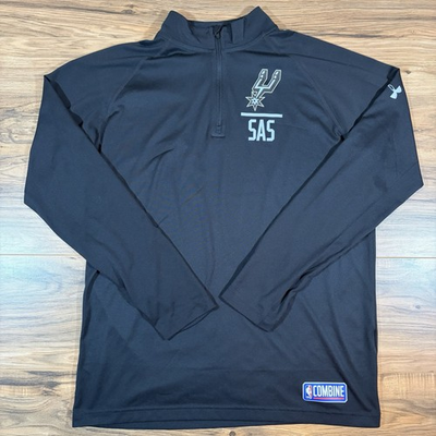 #ad Under Armour Mens Medium Black San Antonio Spurs Combine 1 4 Zip Pullover $22.99