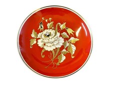 Wallendorf Blumendekor auf Orange Schale Prunkschale Goldrelief handgemalt 34128