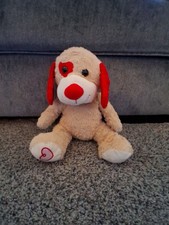 small beige and red plush dog stuffed animal Plush Toy EUC