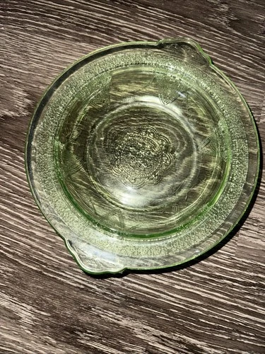 Uranium Depression Green Glass Cameo Ballerina Handled Platter