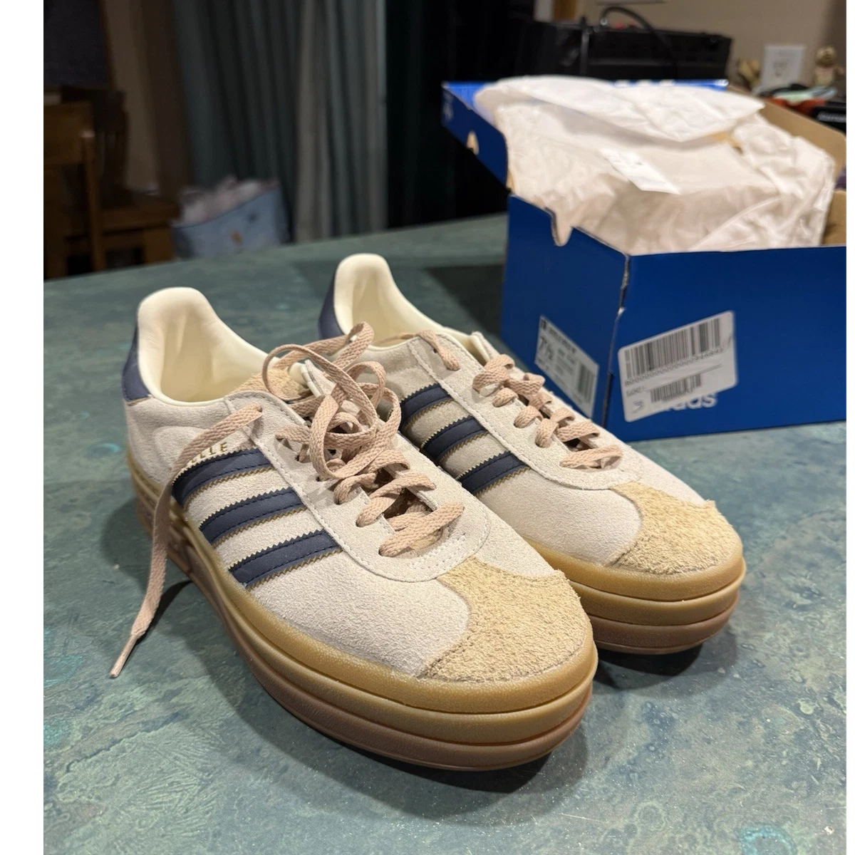 adidas gazelle silver green womens Gazelle Womens Lifestyle Shoes (Blue Fusion/White/Metallic) main image 1
