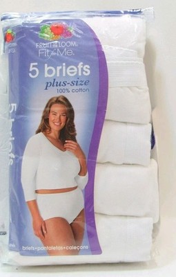 Vintage New Fruit of the Loom Cotton Women's Briefs 5 Pack Plus Size 11 (22-24)