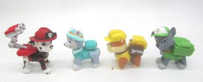 Paw Patrol Lot of 4 Action Figures Pups Marshall Zuma Rubble Rocky