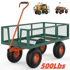 US 3-in-1 Heavy Duty Steel Garden Cart Folding Utility Wagon Outdoor Farm Lawn