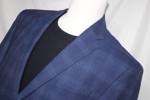 JOS A BANK 44S Traveler Blue Plaid Tailored Fit 2-Button Sport Coat