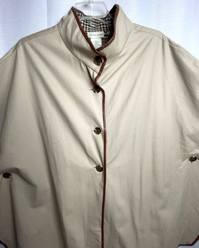Abrigo Poncho Jeffery Banks Vintage Gran Tamaño Talla 2X/3X Caqui Forro a Cuadros B*B - Imagen 5 de 9