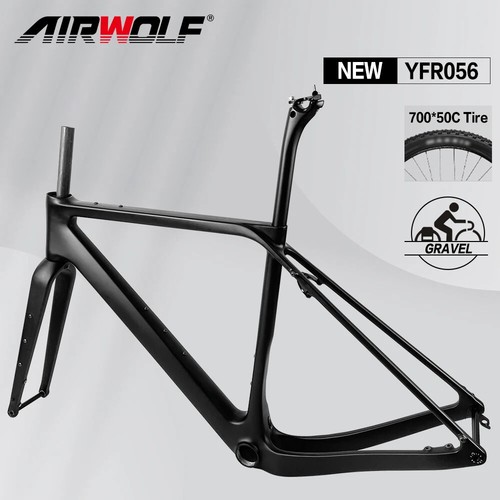 Carbon Gravel bike Frame 700*50C Internal Cable Routing Road Bike Frameset - Picture 2 of 45