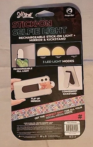 Premier Rechargeable Stick On selfie light kickstand self shot - Photo 4 sur 4