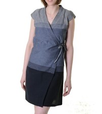 Mini robe à langer Tibet en coton gris/noir - robe d'été ethnique