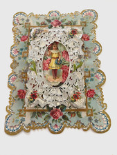 Lovely Victorian 3D Valentine w/ Silver Paper Lace w/ Die Cuts