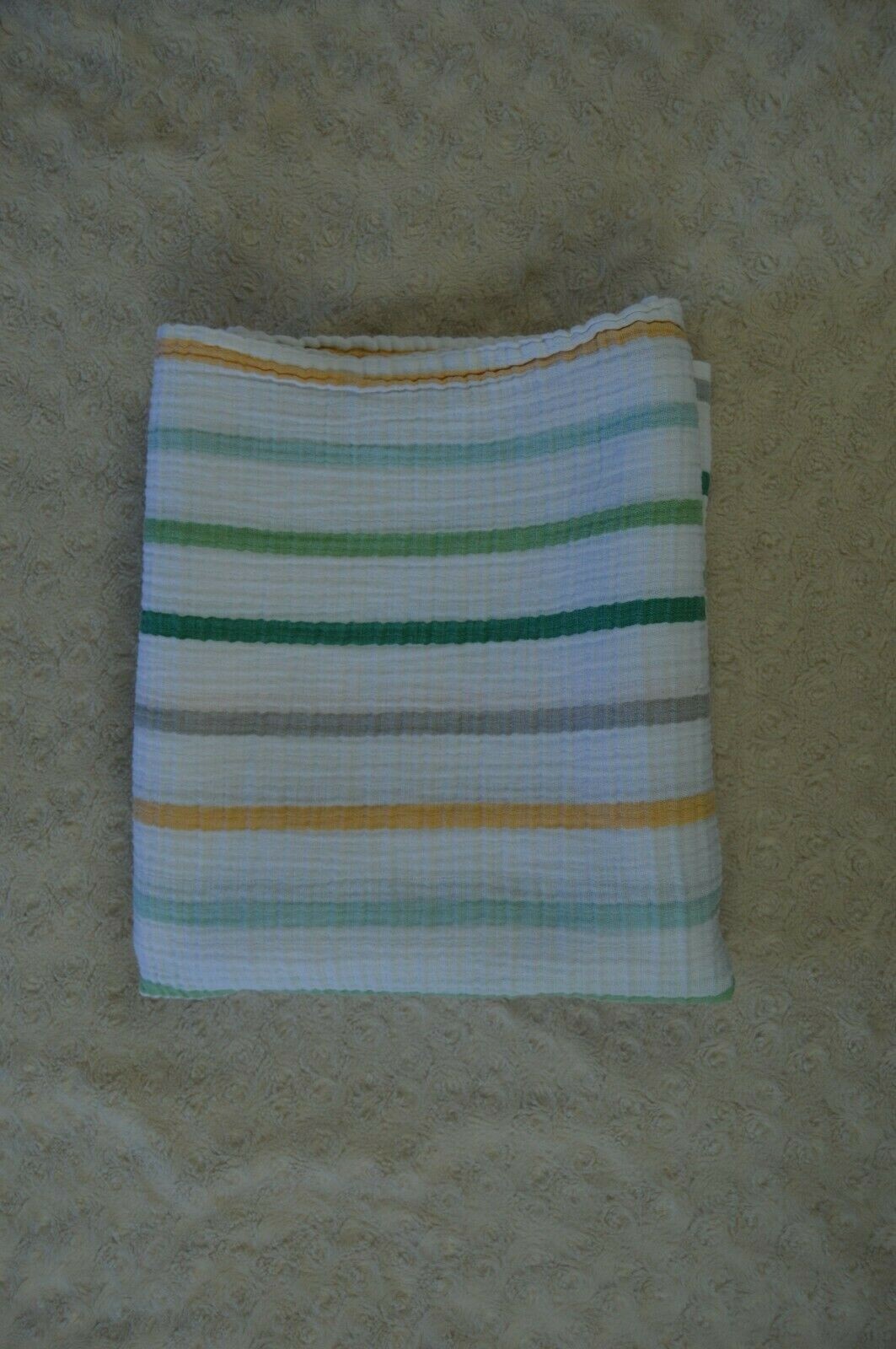 Cloud Island Stripes Baby Swaddle Blanket Orange Green Gray White Muslin Cotton-image