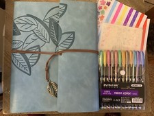 ZEEYUAN Scrapbook Album Teal Leather Photo Album Memories Scrap Book 10.8"x8.6