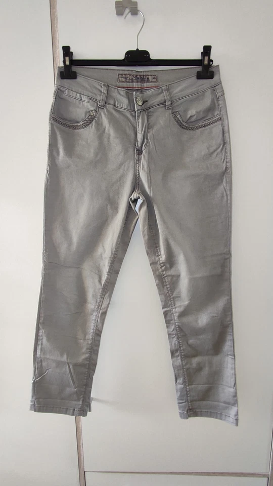 Damen Hose Multiblu Gr.36 Hell Grau 7/8 Länge Capri Ungetragen Sommer - Bild 2 von 4