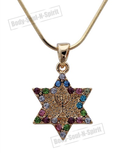 Holy Gift Star of David Magen Soul Lamp Menorah Pendant Necklace LUCKY Judaica - Picture 3 of 6