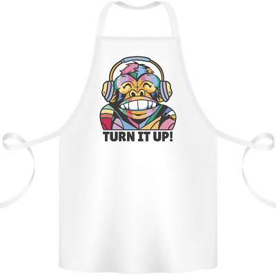 Turn It Up Monkey DJ Kopfhörer Musik Baumwolle Schürze 100% Bio