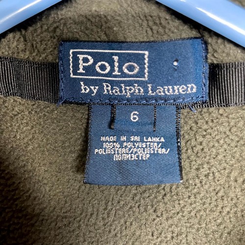Polo Ralph Lauren Fleece Jacket Boy 6 Olive Green Mock Neck Long Sleeve Full Zip - Picture 4 of 8
