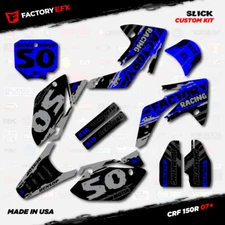 Gray & Blue Slick Racing Graphics Kit fits Honda CRF150R 07-25 CRF 150R Decal