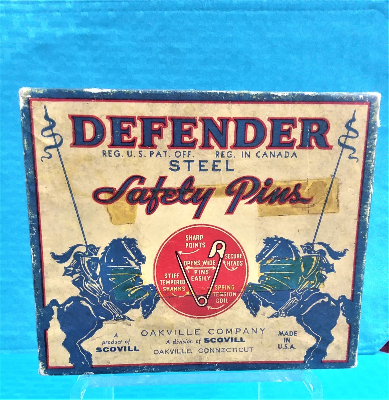 VINTAGE COLLECTIBLE SCOVILL DEFENDER SAFETY PINS "BOX ONLY" eBay