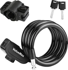 ValueMax Cable Bike Lock 4FT Stainless Keys ABS Lock Shell Secure Mount Bracket