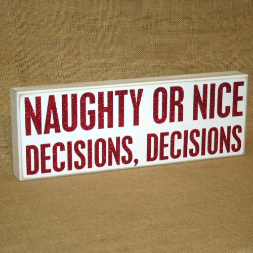 Naughty Or Nice Decisions Box Sign Christmas Wall / Table Primitives by Kathy - Picture 1 of 2