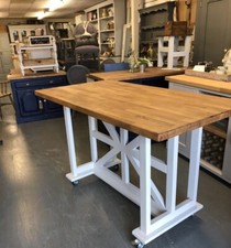 Large Painted Wood Kitchen Island,Big Breakfast Bar,wood Furniture Showroom Kent