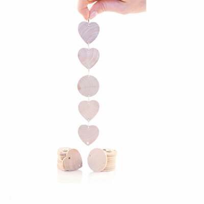 25- 1.5'' Wood Circles or Wood Heart Birthday Tags Wood Circles With Holes Shapes