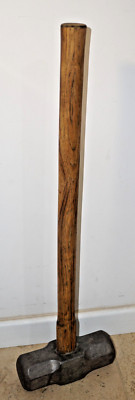 Vintage 14 Pfund Monster Thor Vorschlaghammer starker Stahl 7,6 kg 71 cm Eiche Eisenbahn