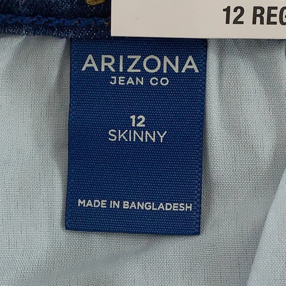 Jeans ajustados Arizona para niñas talla 12 mediano lavado a la piedra Advance Flex nuevos con etiquetas Foto 2 de 4