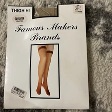 Thigh highs Famous Maker Brands Lt Beige Day sheer Women Foot 8.5-11 Pantyhose