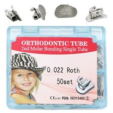 50 Kit Dental Orthodontic Non-Convertible Bonding Buccal Tube Roth 022 2nd Molar