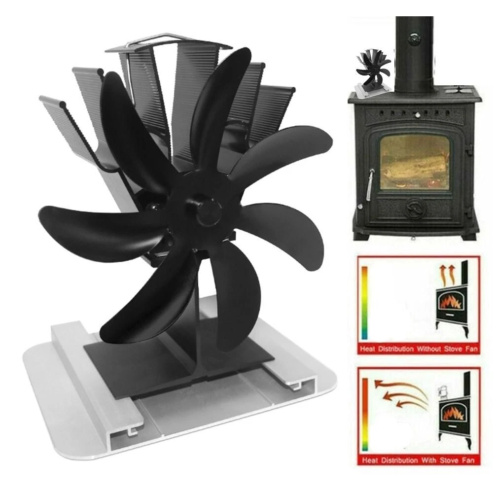 With Heat shield Fireplace Fans Heat Powered For Wood Burner Stove Top Fan  | eBay