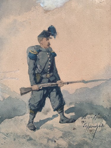 Edward Chevret (XIX ° ) Military Drawing Antique Signed Dedication 1868 Napoleon - Picture 2 of 12