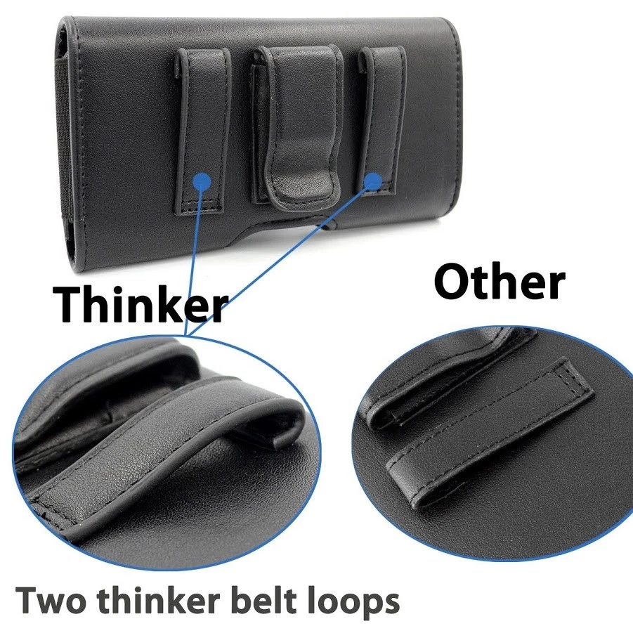 RUGGED CELL PHONE HOLDER POUCH HOLSTER CLIP BELT LOOP LEATHER XL CARRYING CASE - Image 4 of 4