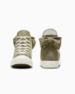 国内配送 CONVERSE ALL STAR PLTS BACK RIBBON HI SMOKY BEIGE NEW Converse Chuck Taylor All Star Bow Mossy Sloth Green
