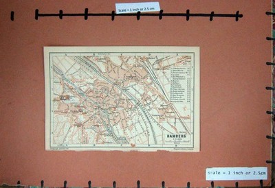 Original alter antiker Druck Karte Deutschland um 1902 Straßenplan Bamberg Regnitz Fluss