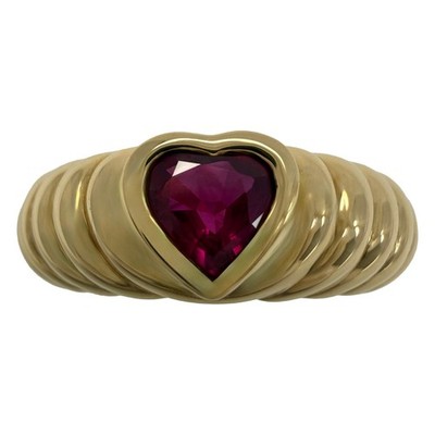 Vintage Tiffany & Co. Lebendiger Bandring roter Rubin Herzschliff 18 Karat Gelbgold