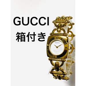 Montre femme d'occasion GUCCI Horsebit cadran blanc coque GP10 quartz à piles
