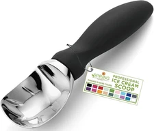 Spring Chef Heavy Duty Ice Cream Scoop – Professional Metal Scooper, Black