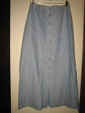 Talbots, Linen Button Front Maxi Skirt. Lt. Blue. Pockets, Lined. 6