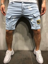 Men Casual Ripped Shorts Knee Length Short Jeans Denim Pants shorts New