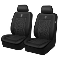 Deluxe Faux Leather Car Seat Covers 2 Front Seats Only, 3D Tyre Embossed Black