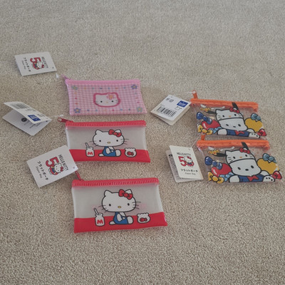 Sanrio Hello Kitty 50th Anniversary Zipper Bag Lot of 5 Plastic 2023