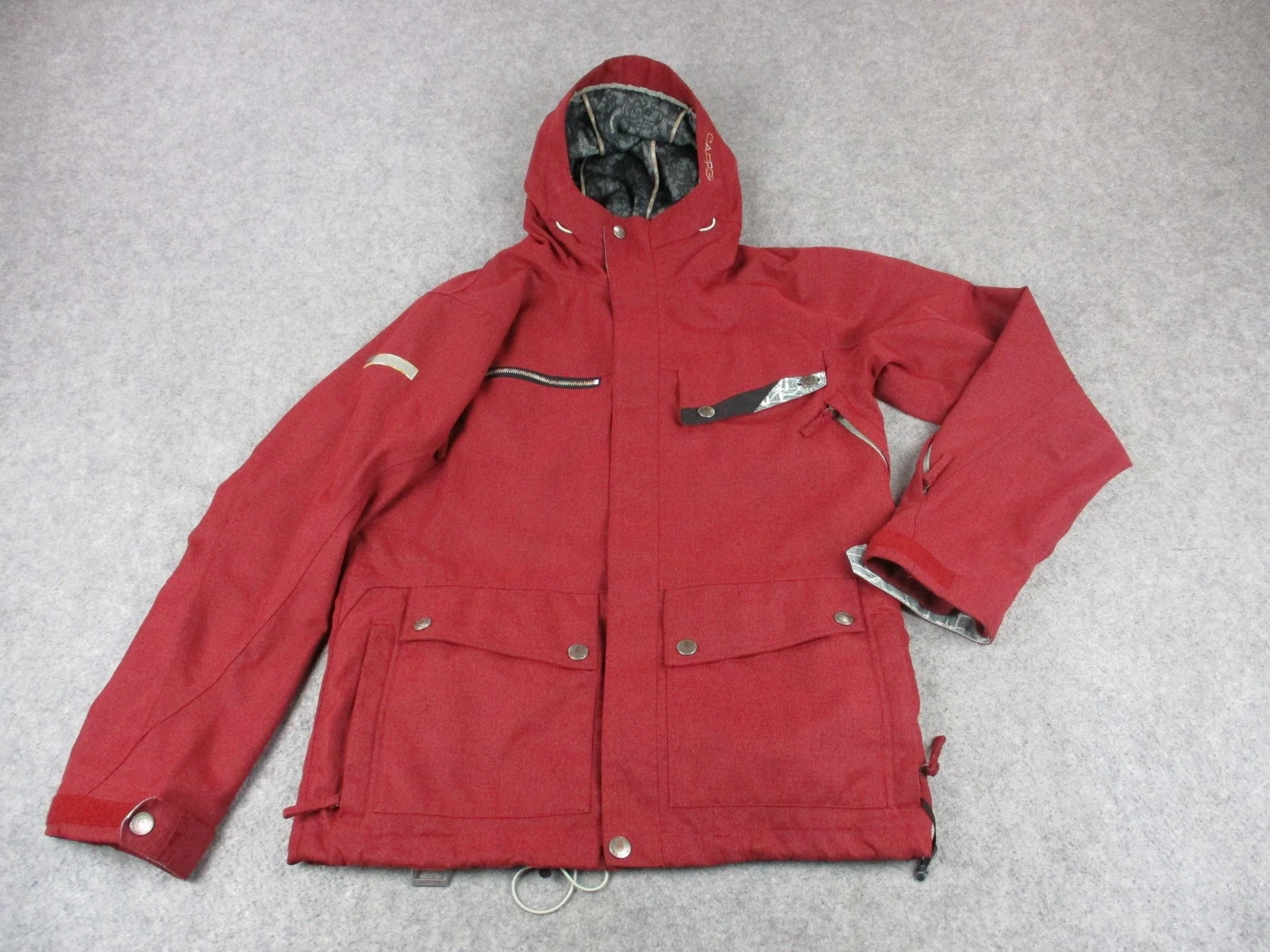 Cappel Ride Snowboards Jacket Mens Small Red 15K/10K Waterproof Hooded Ski