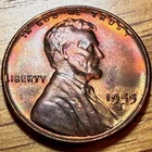 1955-S Lincoln Wheat Cent Toned Rainbow GEM BU UNC Gorgeous & FREE SHIPPING!