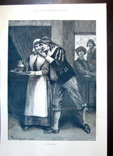 Antique Old Print Contraband Kiss Maid Orange Seller Venice Brown Family 1893