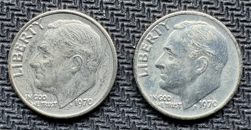 1970-P Roosevelt Dime, Brilliant Uncirculated (BU), Lot of 2, #246
